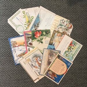 Assorted vintage Christmas postcards and cards